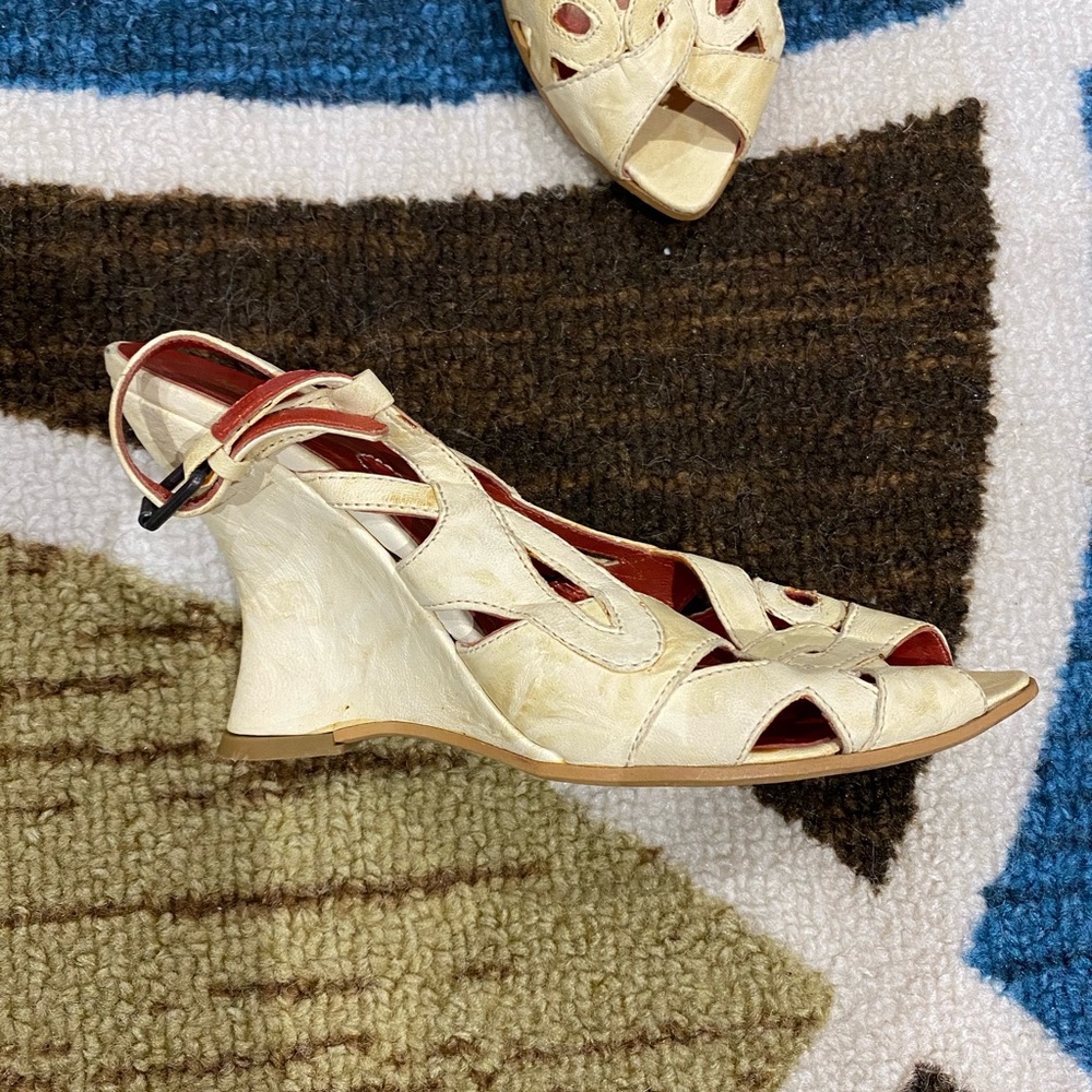 Cream wedge heels